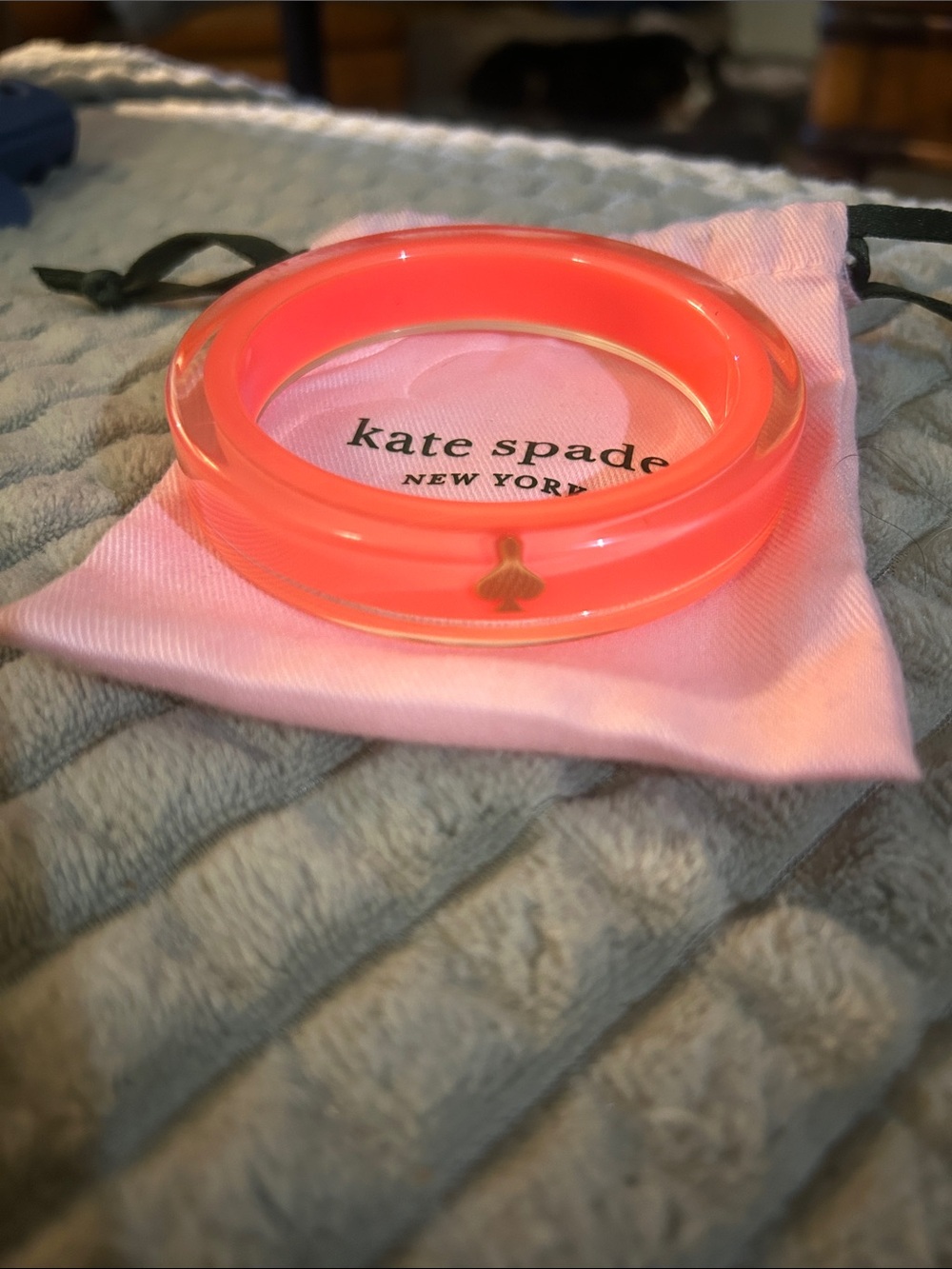 kate spade Neon Coral Resin Bangle with Gold Spade Accent